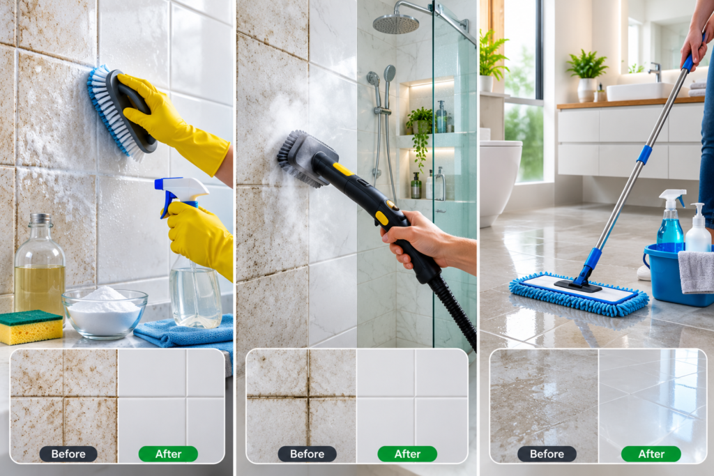 how to clean bathroom tiles