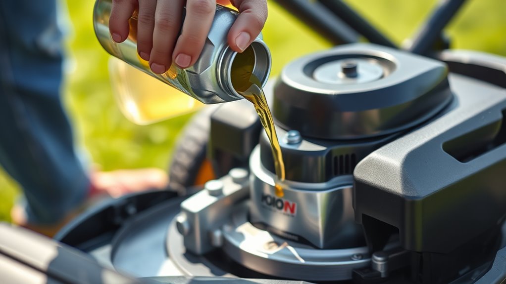change mower oil safely
