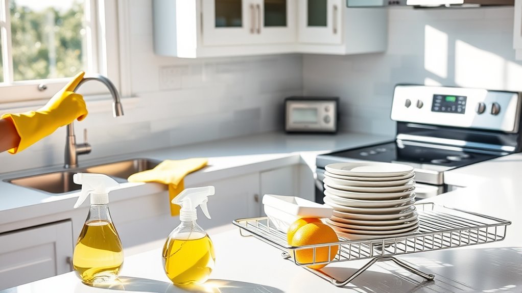 clean organized kitchen routine