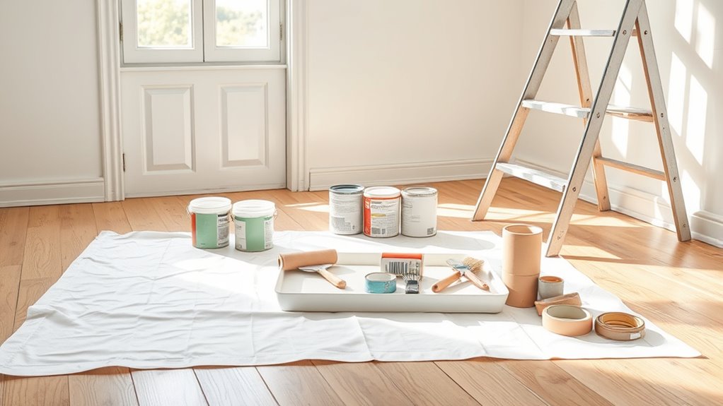 gather painting supplies and tools