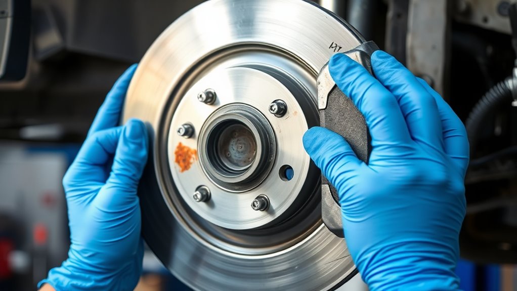 inspect brake pads and rotors