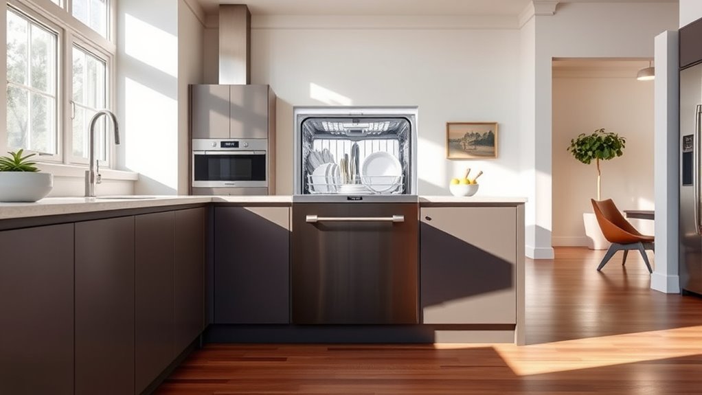 quiet efficient open plan dishwasher